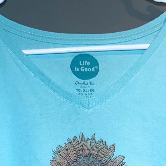 Life Is Good Women's Aqua Sunflower Tee - Picture 3 of 3